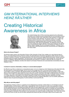 Creating Historical Awareness in Africa