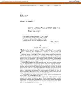 Law's Lunacy: W.S. Gilbert and His Deus Ex Lege1