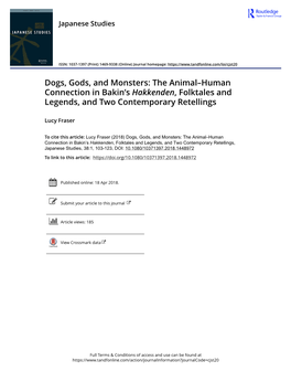 Dogs, Gods, and Monsters: the Animal–Human Connection in Bakin’S Hakkenden, Folktales and Legends, and Two Contemporary Retellings