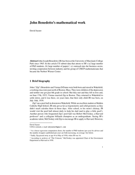 John Benedetto's Mathematical Work