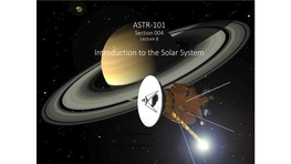 ASTR-101 Section 004 Lecture 7 Comparative Planetology: The