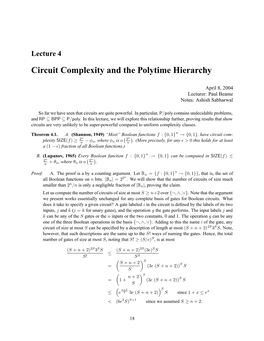 Circuit Complexity and the Polytime Hierarchy