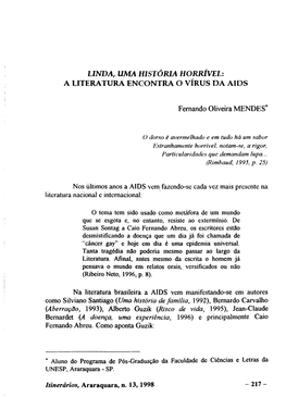 Linda, Uma História Horrível: a Literatura Encontra O Vírus Da Aids