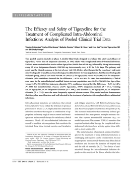 The Efficacy and Safety of Tigecycline for the Treatment of Complicated