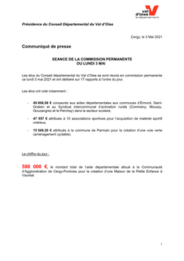 Communiqué De Presse