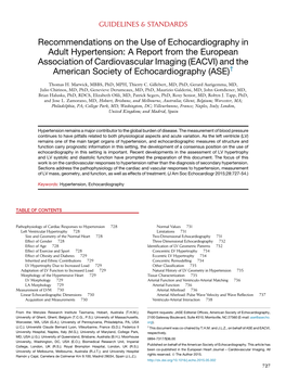 Recommendations on the Use of Echocardiography in Adult