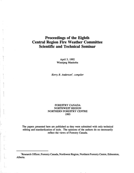 Proceedings of the Eighth Central Region Fire Weather Committee Scientific and Technical Seminar