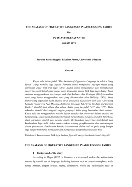 The Analysis of Figurative Languages in Adele's Song