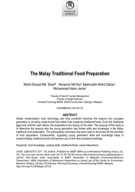 The Malay Traditional Food Preparation