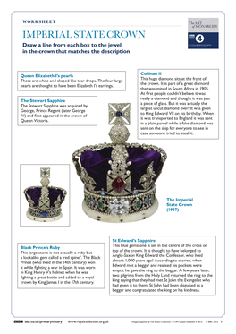 IMPERIAL STATE CROWN Draw a Line from Each Box to the Jewel in the Crown That Matches the Description