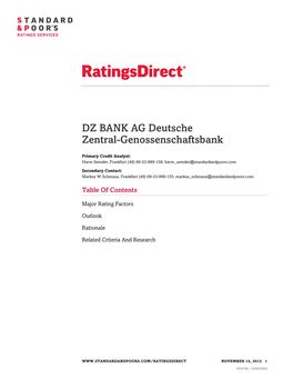 DZ BANK AG Deutsche Zentral-Genossenschaftsbank