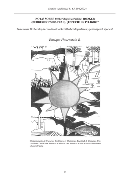 NOTAS SOBRE Berberidopsis Corallina HOOKER (BERBERIDOPSIDACEAE), ¿ESPECIE EN PELIGRO?