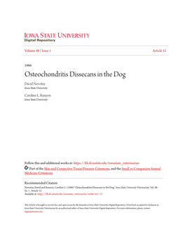 Osteochondritis Dissecans in the Dog David Novotny Iowa State University