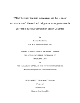 Colonial and Indigenous Water Governance In