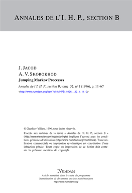 Jumping Markov Processes Annales De L’I