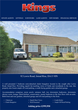 92 Lewis Road, Istead Rise, DA13 9JN Asking Price £399,950