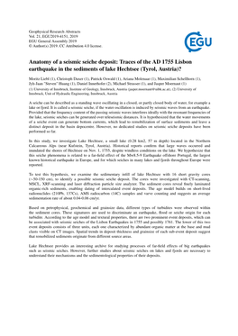 Anatomy of a Seismic Seiche Deposit: Traces of the AD 1755 Lisbon Earthquake in the Sediments of Lake Hechtsee (Tyrol, Austria)?