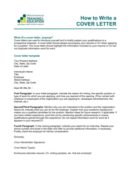 How to Write a COVER LETTER