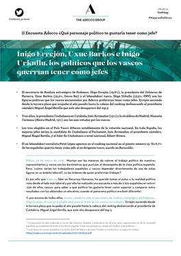 Ndp Errejón, Barkos Y Urkullu, Los Políticos Que Los Vascos Querrían