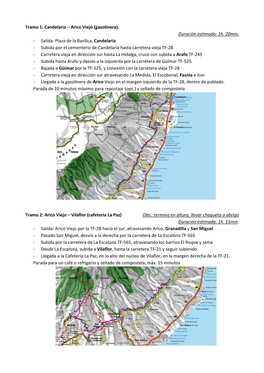 Tramo 1: Candelaria – Arico Viejo (Gasolinera). Duración Estimada: 1H