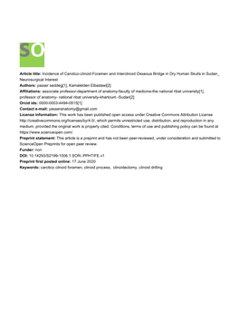 Incidence of Carotico-Clinoid Foramen and Interclinoid Osseous Bridge In