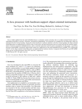A Java Processor with Hardware-Support Object-Oriented Instructions