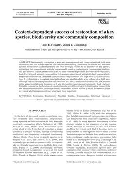 Context-Dependent Success of Restoration of a Key Species, Biodiversity and Community Composition