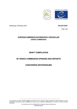Draft Compilation of Venice Commission Opinions And