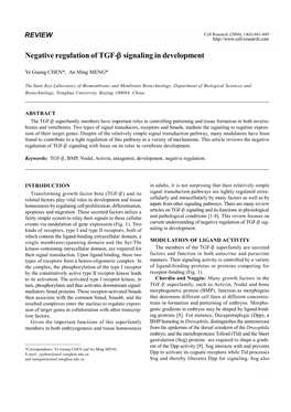 Negative Regulation of TGF-Β Signaling in Development