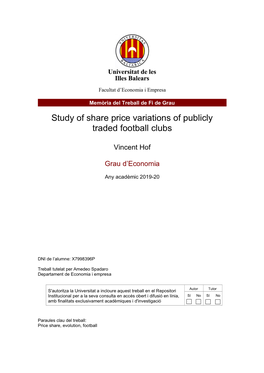 Study of Share Price Variations of Publicly Traded Football Clubs
