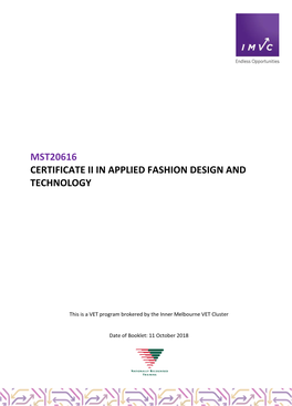 Mst20616 Certificate Ii in Applied Fashion Design and Technology