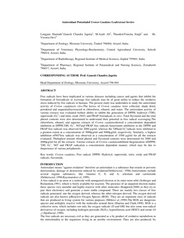 Antioxidant Potentialof Croton Caudatus Leafextract Invitro