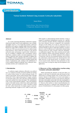 Research Articles Various Synthetic Methods Using Aromatic Carboxylic