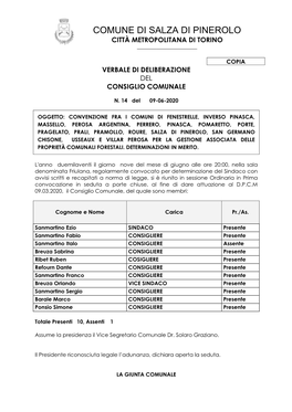 Comune Di Salza Di Pinerolo Città Metropolitana Di Torino