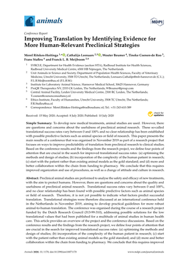 Improving Translation by Identifying Evidence for More Human-Relevant Preclinical Strategies