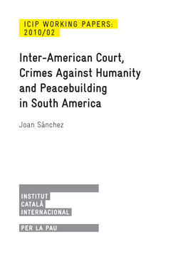 Inter-American Court, Crimes Against Humanity and Peacebuilding in South America
