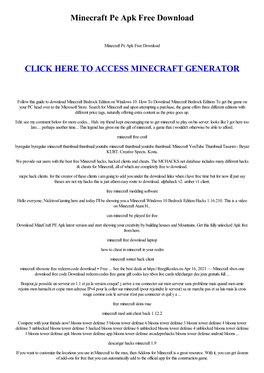 Minecraft Pe Apk Free Download