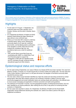 Highlights Epidemiological Status and Response Efforts