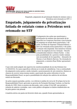 Empatado, Julgamento Da Privatização Fatiada De Estatais Como A