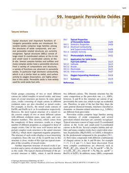 59. Inorganic Perovskite Oxides Pe 59 | E Part R Tatsumi Ishihara