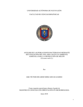 Universidad Autónoma De Nuevo León Facultad De Ciencias Biológicas Análisis De Las Poblaciones Bacterianas Mediante Secuenci