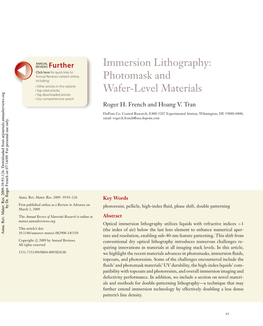 Immersion Lithography: Photomask and Wafer-Level Materials