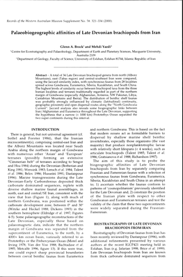 Palaeobiogeographic Affinities of Late Devonian Brachiopods from Iran