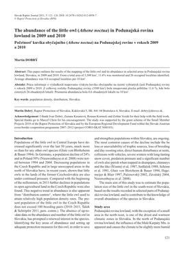 (Athene Noctua) in Podunajská Rovina Lowland in 2009 and 2010 Početnosť Kuvika Obyčajného (Athene Noctua) Na Podunajskej Rovine V Rokoch 2009 a 2010