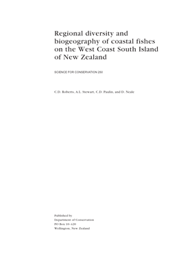 Regional Diversity and Biogeography of Coastal Fishes on the West Coast South Island of New Zealand