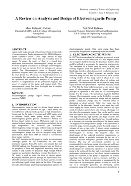 A Review on Analysis and Design of Electromagnetic Pump