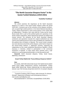 In the Soviet-Turkish Relations (1919-1921)