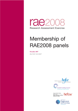 Membership of RAE2008 Panels