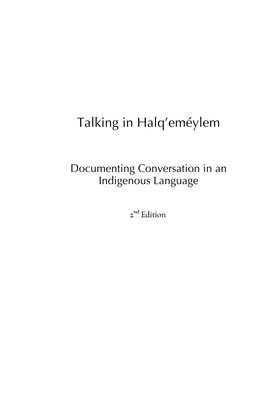 Talking in Halq'eméylem