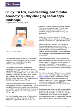 'Creator Economy' Quickly Changing Social Apps Landscape 6 September 2021, by Terry Collins